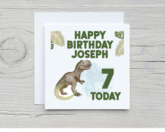 Personalised Dinosaur T-Rex Tyrannosaurus Rex Birthday Card