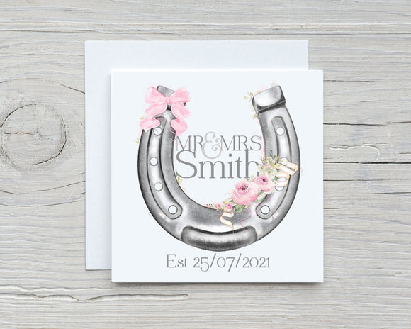 Personalised Congratulations On Your Wedding Day Horseshoe Card