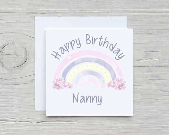 Personalised Rainbow Birthday Pastel Greetings Card