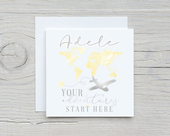 Personalised Emigrating, Moving Abroad, Going Travelling, Good Luck Card