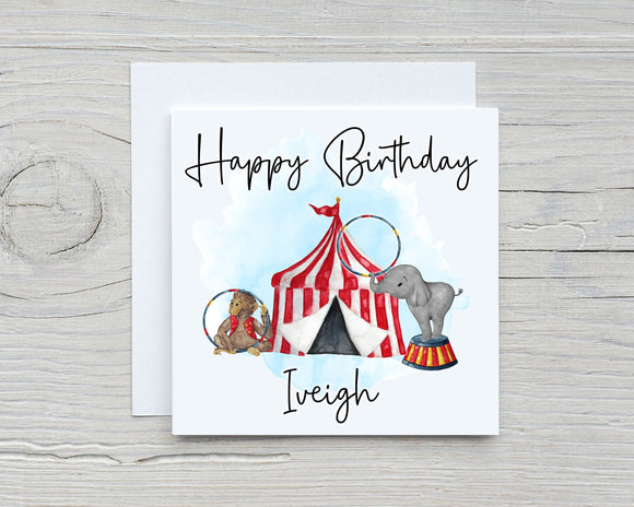 Personalised Circus Birthday Greetings Card