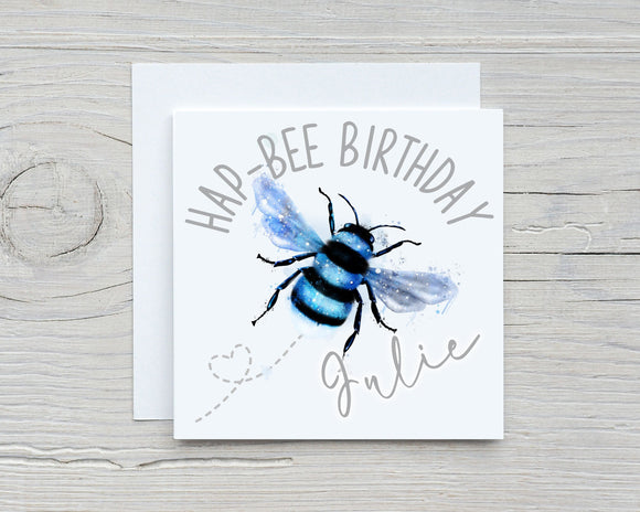 Personalised Bee Happy Birthday Card