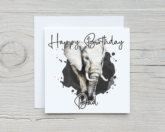 Personalised Dad Daddy Grandad Elephant Birthday Card - Personalised With Any Name