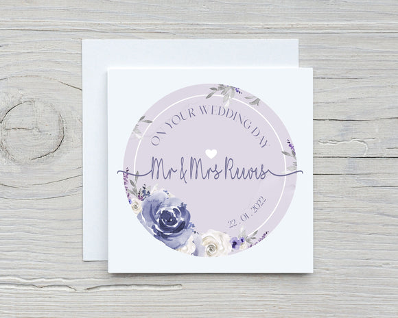 Personalised Congratulations On Your Wedding Day Card - Lilac Wedding - Purple Wedding