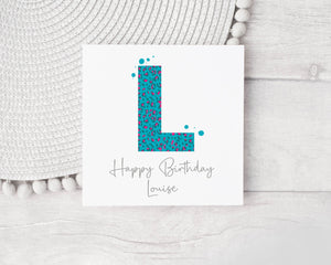 Personalised Leopard Print Initial Alphabet Birthday Greetings Card