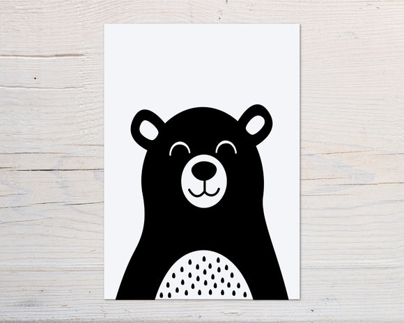 Monochrome Animal Print - Black & White Print - Choose From Bear, Deer, Fox, Koala, Lion, Monkey, Sloth, Tiger Or Zebra