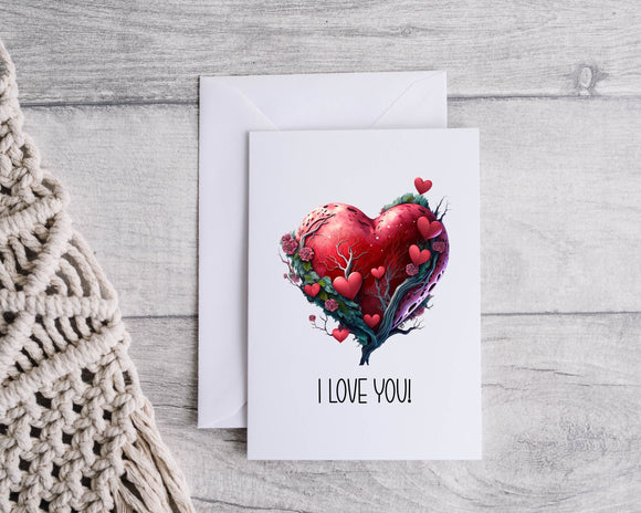 I Love You Card - Valentines Day Card - Anniversary Card - Card For Him/Her - Heart Card
