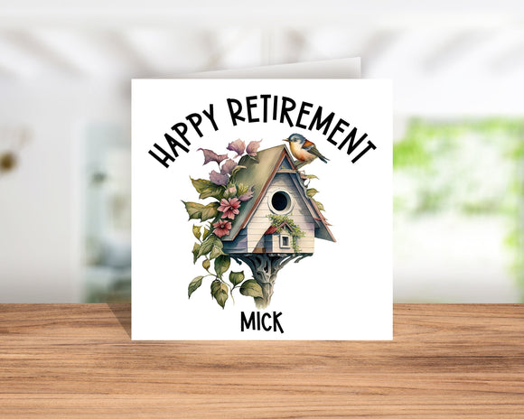 Personalised Bird Box Retirement Greetings Card