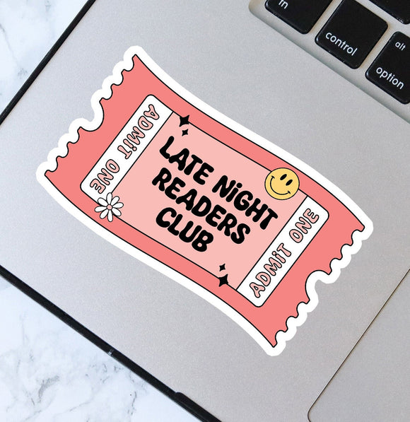 Late Night Readers Club Sticker - Waterproof Sticker - Late Night Readers Club Member Ticket