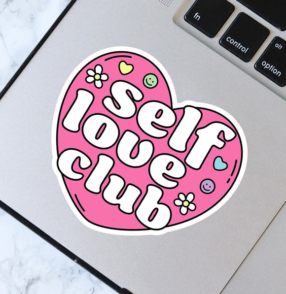 Self Love Club Heart Sticker - Waterproof Sticker - Self Care Supporter - Self Love Sticker
