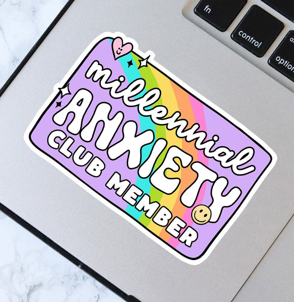 Millennial Anxiety Club Member Sticker - Waterproof Sticker - Vinyl Sticker - Planner Vinyl - Planner Décor Sticker